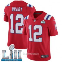 Mens New England Patriots #12 Tom Brady Authentic Red Super Bowl Vapor Alternate Jersey Bestplayer